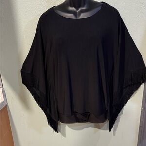 Chico's Black Fringe Poncho Top
